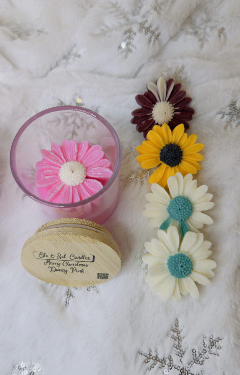 ๐ผ Daisy โ Mini Floral Jar Candle (Custom Flower Colors)